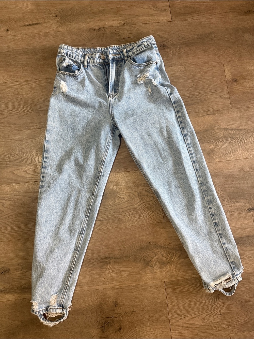 SHEIN Light Blue Distressed Boyfriend Jeans